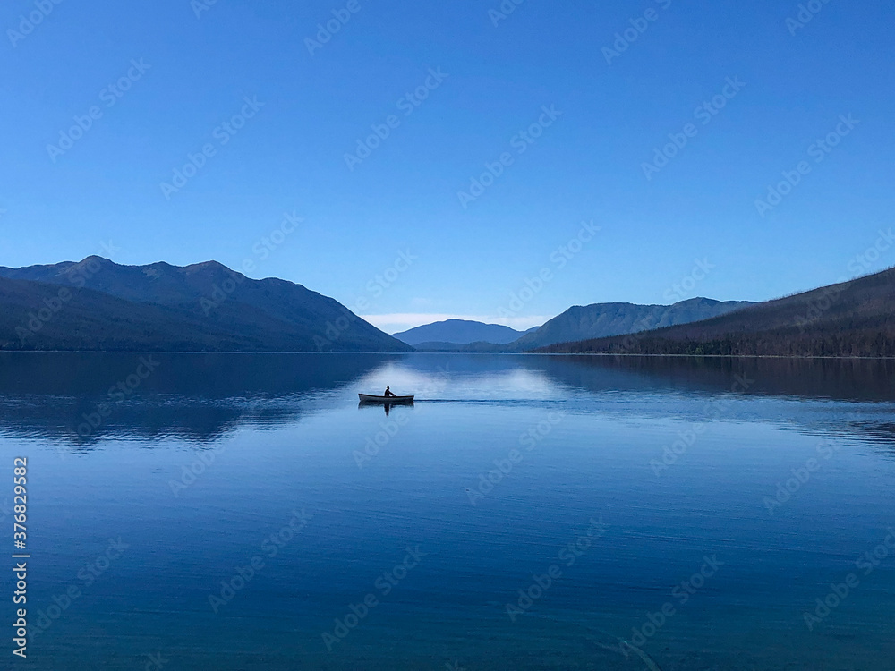 Sticker rowboat lake