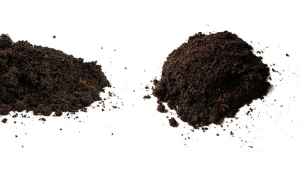 A handful of earth isolated on white background.