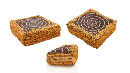 Tasty esterhazy cake isolated on white.