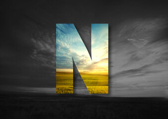 Nature alphabetic letters, letter N, nature landscape, a to z, number 1 to 10