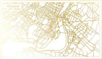 Montreal Canada City Map in Retro Style in Golden Color. Outline Map.