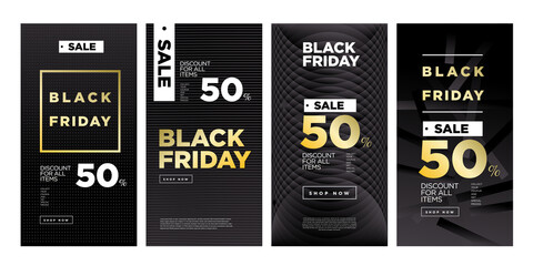 Fototapeta na wymiar Black Friday sales 50% discount banner design template
