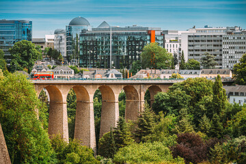 Old Bridge, Passerelle Bridge Or Luxembourg Viaduct In Luxembourg. - obrazy, fototapety, plakaty