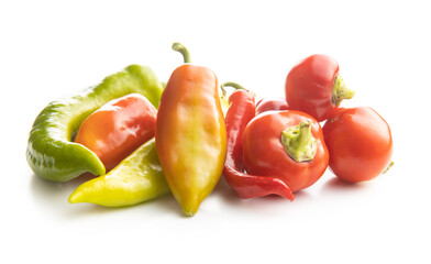 Various types of peppers vegetables.
