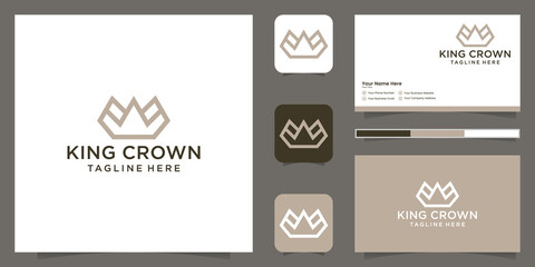 Elegant simple logo crown design, symbol for kingdom, king and leader and business card