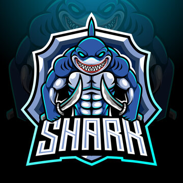 Fish shark esport logo mascot design