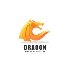 Vector Logo Illustration Dragon Gradient Colorful Style.