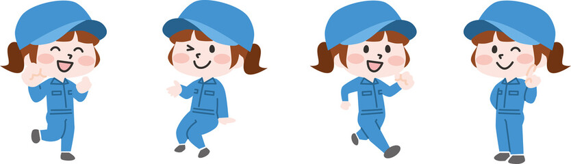 二頭身_作業員女性4点