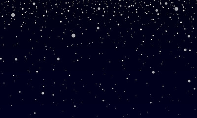Snow Night. White Snowflakes On Dark Sky. Falling Snow Background. Vector EPS 10