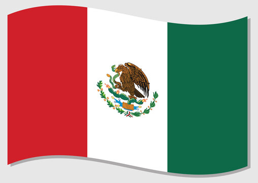 Waving flag of Mexico vector graphic. Waving Mexican flag illustration. Mexico country flag wavin in the wind is a symbol of freedom and independence.