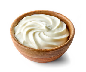 cream cheese in wooden bowl