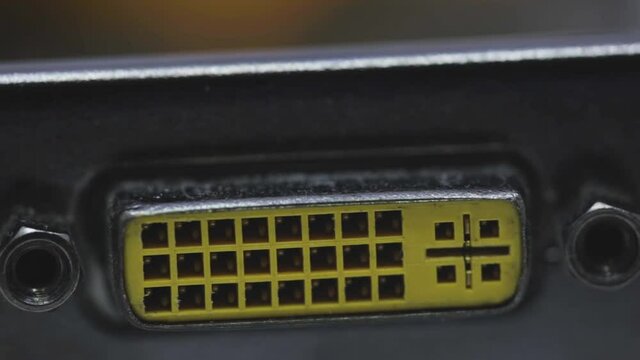 Macro Shot Of A DVI To HDMI Digital Port Converter - close up trucking shot