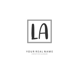 L A LA Initial letter handwriting and signature logo. A concept handwriting initial logo with template element.