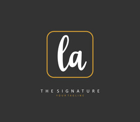 L A LA Initial letter handwriting and signature logo. A concept handwriting initial logo with template element.