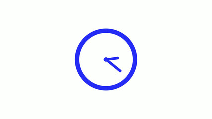 Amazing blue color counting down clock icon on white background,circle clock icon