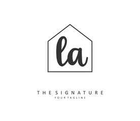 L A LA Initial letter handwriting and signature logo. A concept handwriting initial logo with template element.