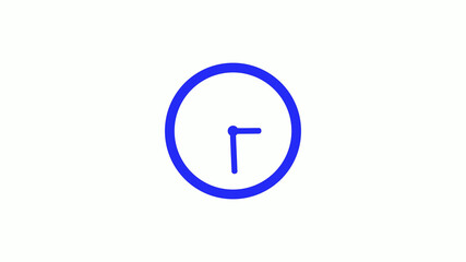 Amazing blue color counting down clock icon on white background,circle clock icon