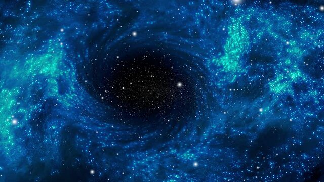 the black hole in blue is spinning and moving closer in the universe