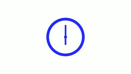 Amazing blue color counting down clock icon on white background,circle clock icon