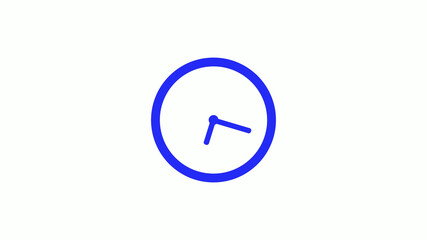 Amazing blue color counting down clock icon on white background,circle clock icon
