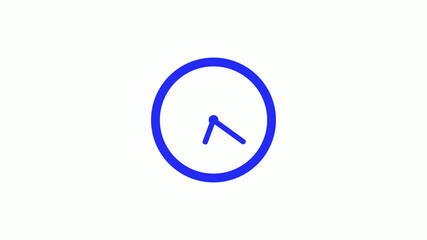 Amazing blue color counting down clock icon on white background,circle clock icon
