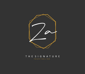 Obraz premium Z A ZA Initial letter handwriting and signature logo. A concept handwriting initial logo with template element.