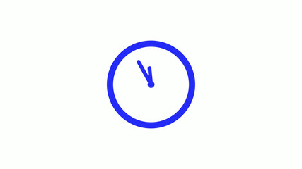 Amazing blue color counting down clock icon on white background,circle clock icon