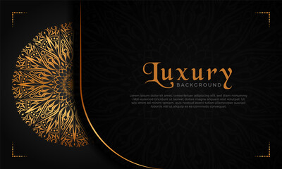 Luxury mandala background with floral ornament pattern. Hand drawn gold mandala design. Vector mandala template for decoration invitation, cards, wedding, logos, cover, brochure, flyer, banner.