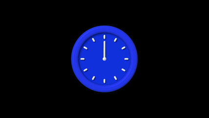 Amazing blue color 3d wall clock icon on black background