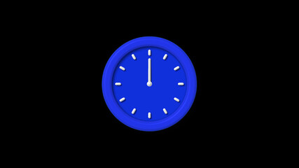 Amazing blue color 3d wall clock icon on black background