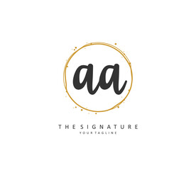 AA Initial letter handwriting and signature logo. A concept handwriting initial logo with template element.