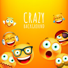 High Quality Emoticon Character Yellow Background . Isolated Vector Elements