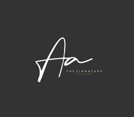 AA Initial letter handwriting and signature logo. A concept handwriting initial logo with template element.