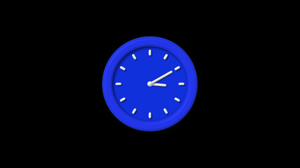 Amazing blue color 3d wall clock icon on black background