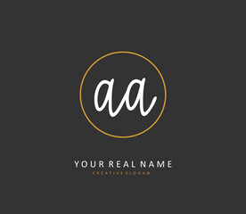AA Initial letter handwriting and signature logo. A concept handwriting initial logo with template element.