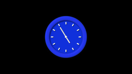 New blue color 3d wall clock icon on black background,counting down clock icon