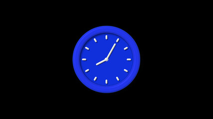 New blue color 3d wall clock icon on black background,counting down clock icon