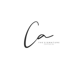 C A CA Initial letter handwriting and signature logo. A concept handwriting initial logo with template element.