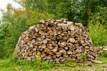 A stack of firewood folded in the old Russian way