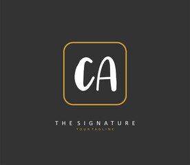 C A CA Initial letter handwriting and signature logo. A concept handwriting initial logo with template element.