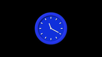 New blue color 3d wall clock icon on black background,counting down clock icon