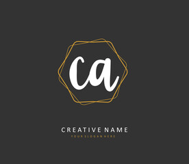 C A CA Initial letter handwriting and signature logo. A concept handwriting initial logo with template element.
