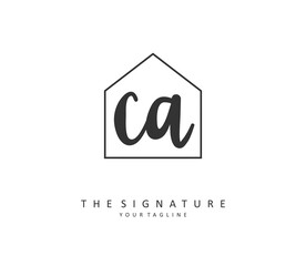 C A CA Initial letter handwriting and signature logo. A concept handwriting initial logo with template element.