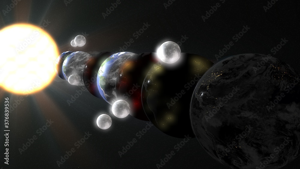 Wall mural parallel universe multiple earth illustration realistic 3d rendering and 3d illustration