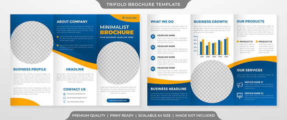 business trifold brochure template with clean style and minimalist concept use for business proposal and business profile