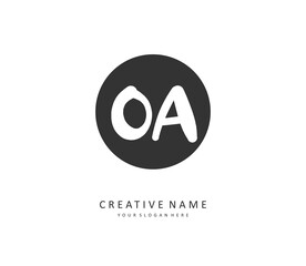 O A OA Initial letter handwriting and signature logo. A concept handwriting initial logo with template element.