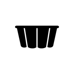 Curly Pudding mold. Silhouette icon of Fluted Cake Pan. Black simple illustration of cooking dish for baking dessert, pie, muffin. Kitchenware symbol. Flat isolated vector, white background