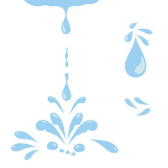 Fototapeta na wymiar Set of icons of water drops. Blue splashes, tears Elements of the water vector, tears, water drops, blue water drops