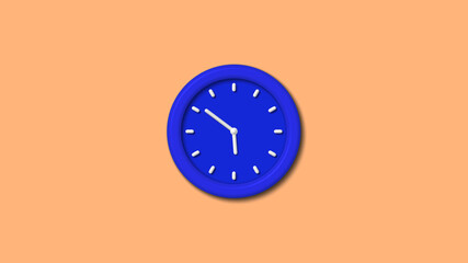 Amazing blue color 3d wall clock icon on brown light background,clock icon