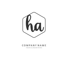 H A HA Initial letter handwriting and signature logo. A concept handwriting initial logo with template element.